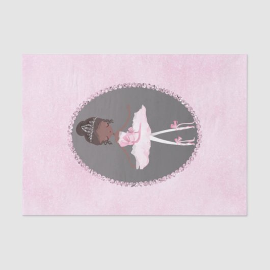 Roze en grijze couture Dark Ballerina Birthday Par Tissuepapier (Voorkant)