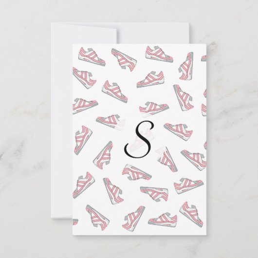 Roze en grijze Cute Sneakers Pattern Kaart (Achterkant)