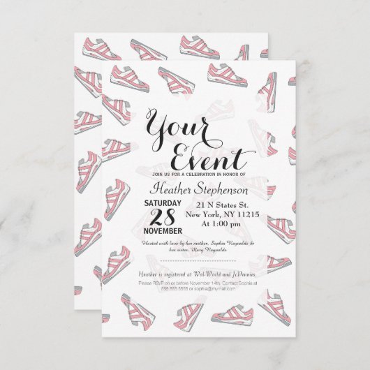 Roze en grijze Cute Sneakers Pattern Kaart (Voorkant / Achterkant)