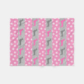 Roze en grijze Dachshund Fleece Blanket (Voorkant (Horizontaal))