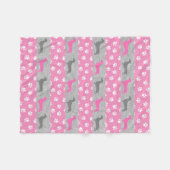 Roze en grijze Dachshund Fleece Blanket Deken (Voorkant (Horizontaal))
