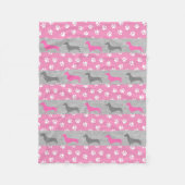 Roze en grijze Dachshund Fleece Blanket Deken (Voorkant)