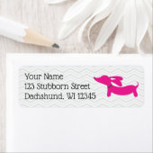 Roze en grijze dachshund retro adreslabels etiket (Insitu)