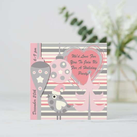 Roze en grijze dag van de feestdag kaart (Staand voorkant)