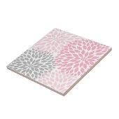 Roze en grijze dahlia accentuel tegeltje (Zijkant)