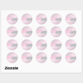 Roze en grijze Damask 1,5-inch ronde Sticker (Vel)