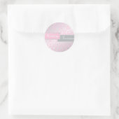 Roze en grijze Damask 1,5-inch ronde Sticker (Tas)