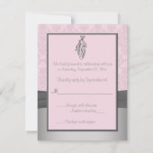 Roze en grijze Damask Ballerina RSVP-kaart RSVP Kaartje (Achterkant)