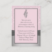 Roze en grijze Damask ballet-behuizing Informatiekaartje (Achterkant)