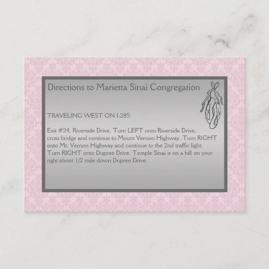 Roze en grijze Damask, Ballet Enclosure Kaart (Voorkant)