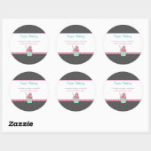 Roze en grijze Damask-banketbakkerij ticker Label (Vel)