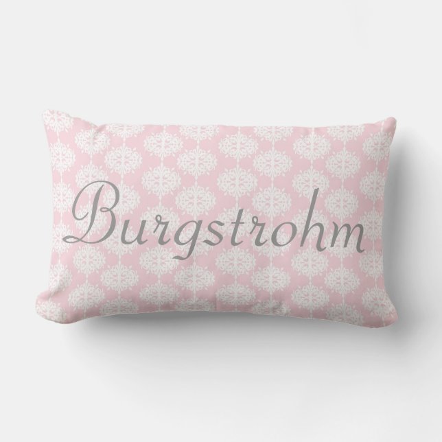 Roze en grijze Damask Pillow Kussen (Voorkant)