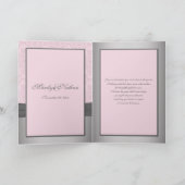 Roze en grijze damast bedankkaart (Binnen)