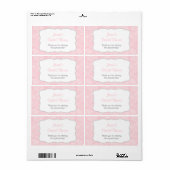 Roze en Grijze Damast Waterflesetiket Etiket (Full Sheet)