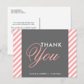 Roze en grijze diagonale strepen Dank u na Kaart (Voorkant / Achterkant)