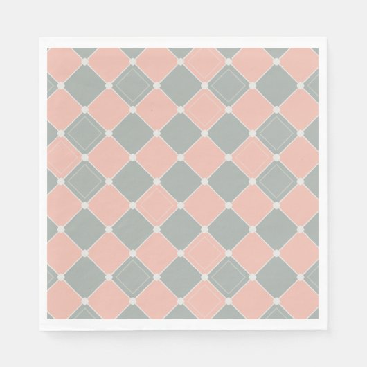 Roze en Grijze Diamant Check Patroon Servet (Voorkant)
