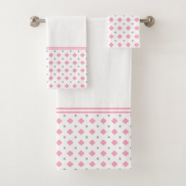 Roze en grijze diamantpatroon bad handdoek