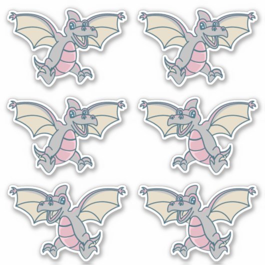 Roze en grijze Dinosaur Dragons Sticker (Voorkant)