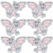 Roze en grijze Dinosaur Dragons Sticker (Voorkant)