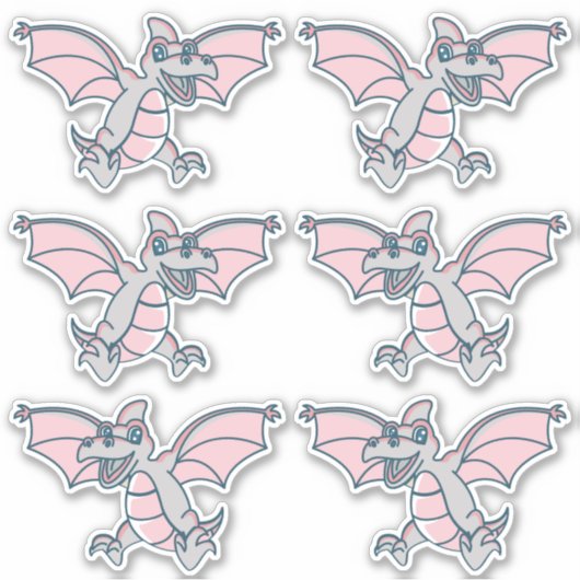 Roze en grijze Dinosaur Dragons Sticker (Voorkant)