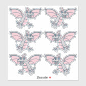 Roze en grijze Dinosaur Dragons Sticker (Vel)