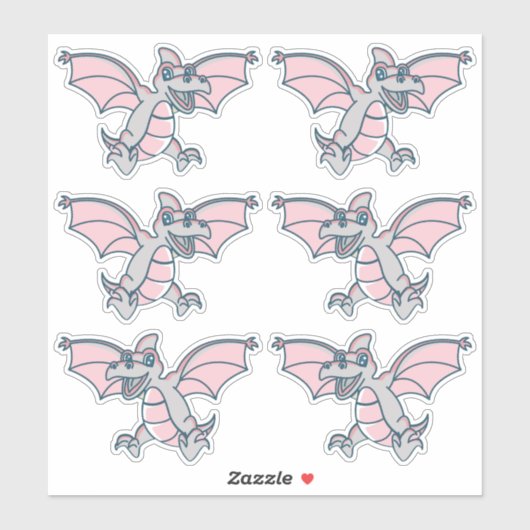 Roze en grijze Dinosaur Dragons Sticker (Vel)
