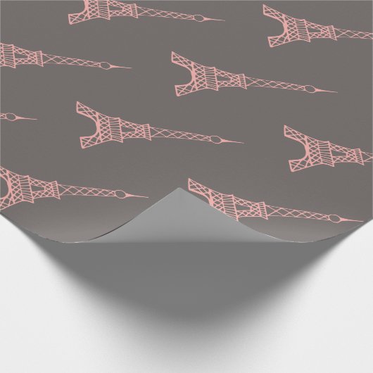 Roze en grijze Eiffeltoren Parijs-pakpapier Cadeaupapier (Hoek)