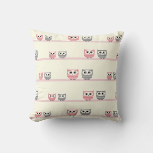 Roze en grijze eigenaren en bomen MOJO Pillow Kussen (Voorkant)