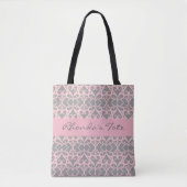 Roze en grijze elegant tote bag (Voorkant)