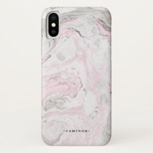Roze en grijze faux marmer Modern gepersonaliseerd iPhone X Hoesje