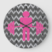 Roze en grijze fitnessapparatuur grote klok (Voorkant)