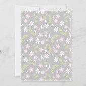 Roze en grijze Floral Baby shower Kaart (Achterkant)
