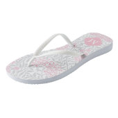 Roze en grijze Floral Damask Monogrammed Teenslippers (Schuin)