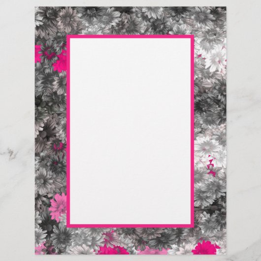 Roze en grijze Floral Kunst Briefhoofd (Voorkant)