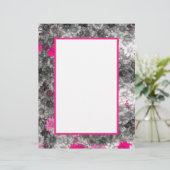 Roze en grijze Floral Kunst Briefhoofd (Staand voorkant)