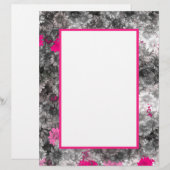 Roze en grijze Floral Kunst Briefhoofd (Voorkant / Achterkant)