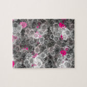 Roze en grijze Floral Kunst Legpuzzel (Horizontaal)