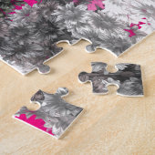 Roze en grijze Floral Kunst Legpuzzel (Zijkant)