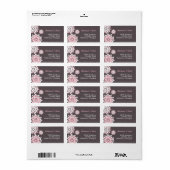 Roze en grijze Floral Pattern Adres Label (Full Sheet)