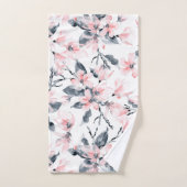 Roze en grijze Floral Waterverf Patroon Bad Handdoek (Handdoek)