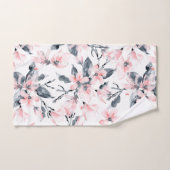 Roze en grijze Floral Waterverf Patroon Bad Handdoek (Handdoek)