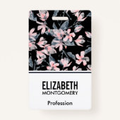 Roze en grijze Floral Waterverf Patroon Badge (Voorkant)
