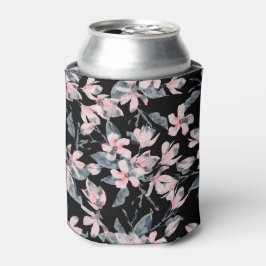Roze en grijze Floral Waterverf Patroon Blikjeskoeler