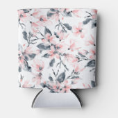 Roze en grijze Floral Waterverf Patroon Blikjeskoeler (Voorkant)