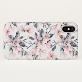 Roze en grijze Floral Waterverf Patroon Case-Mate iPhone Case (Achterkant (horizontaal))