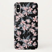 Roze en grijze Floral Waterverf Patroon Case-Mate iPhone Case (Achterkant)
