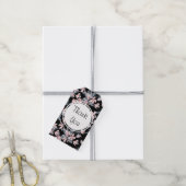 Roze en grijze Floral Waterverf Patroon Dank u Cadeaulabel (Met Touw)
