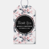 Roze en grijze Floral Waterverf Patroon Dank u Cadeaulabel (Voorkant)