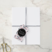 Roze en grijze Floral Waterverf Patroon Dank u Cadeaulabel (Met Touw)