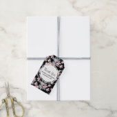 Roze en grijze Floral Waterverf Patroon Dank u Cadeaulabel (Met Touw)